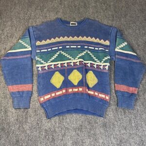Vintage Union Bay Colorful Artsy Geometric Chunky Grandpa‎ Sweater Size XL